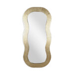 48" Gold Wood Abstract Accent Mirror - Image 3