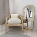 48" Gold Wood Abstract Accent Mirror - Image 8