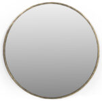 36" Antiqued Brass Iron Round Framed Accent Mirror - Image 2