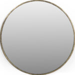 36" Antiqued Brass Iron Round Framed Accent Mirror - Image 3