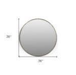 36" Antiqued Brass Iron Round Framed Accent Mirror - Image 6