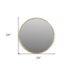 24" Antiqued Brass Iron Round Framed Accent Mirror - Image 6