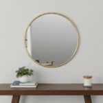 24" Antiqued Brass Iron Round Framed Accent Mirror