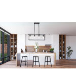Black Metal Four Light Caged Rectangular Hanging Pendent Light - Image 12