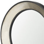 22" Champagne And Dark Brown Metal And Solid Wood Round Framed Accent Mirror - Image 3