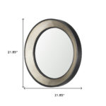 22" Champagne And Dark Brown Metal And Solid Wood Round Framed Accent Mirror - Image 5