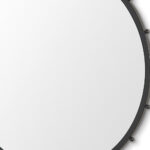 44" Black Metal Round Beaded Framed Accent Mirror - Image 3