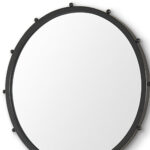 25" Black Metal Beaded Round Framed Accent Mirror - Image 4