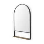 40" Black Metal Arch Framed Accent Mirror With Shelf - Image 3