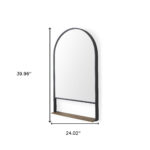 40" Black Metal Arch Framed Accent Mirror With Shelf - Image 5
