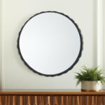30" Black Metal Scalloped Framed Accent Mirror