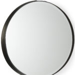 24" Black Metal Round Framed Accent Mirror - Image 4