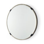 24" Gold And Black Metal Round Framed Accent Mirror - Image 2