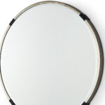24" Gold And Black Metal Round Framed Accent Mirror - Image 4