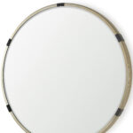 29" Gold And Black Metal Round Framed Accent Mirror - Image 4