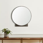 38" Gunmetal Metal Round And Rectangle Framed Accent Mirror
