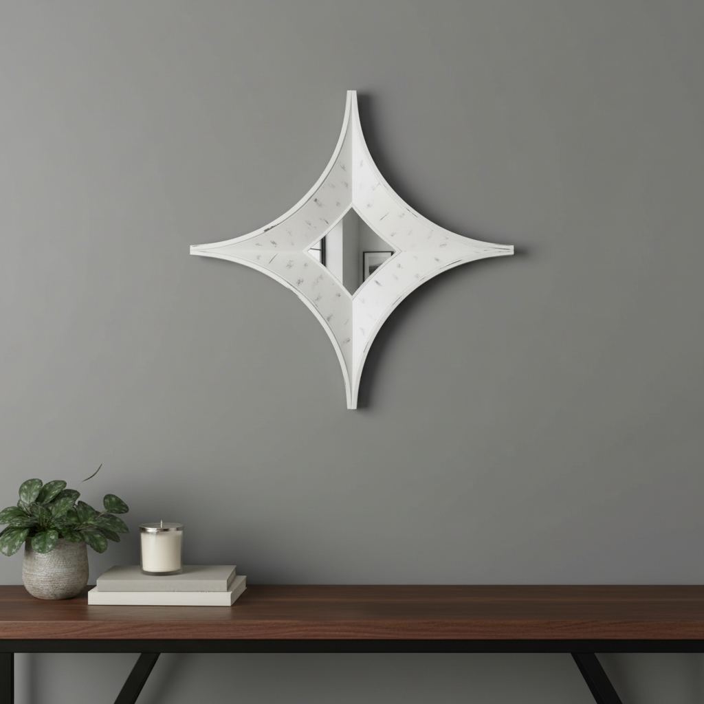 607298_8_iDw38tXB-3.jpg 17" White Solid Wood Star Framed Accent Mirror - Image 1