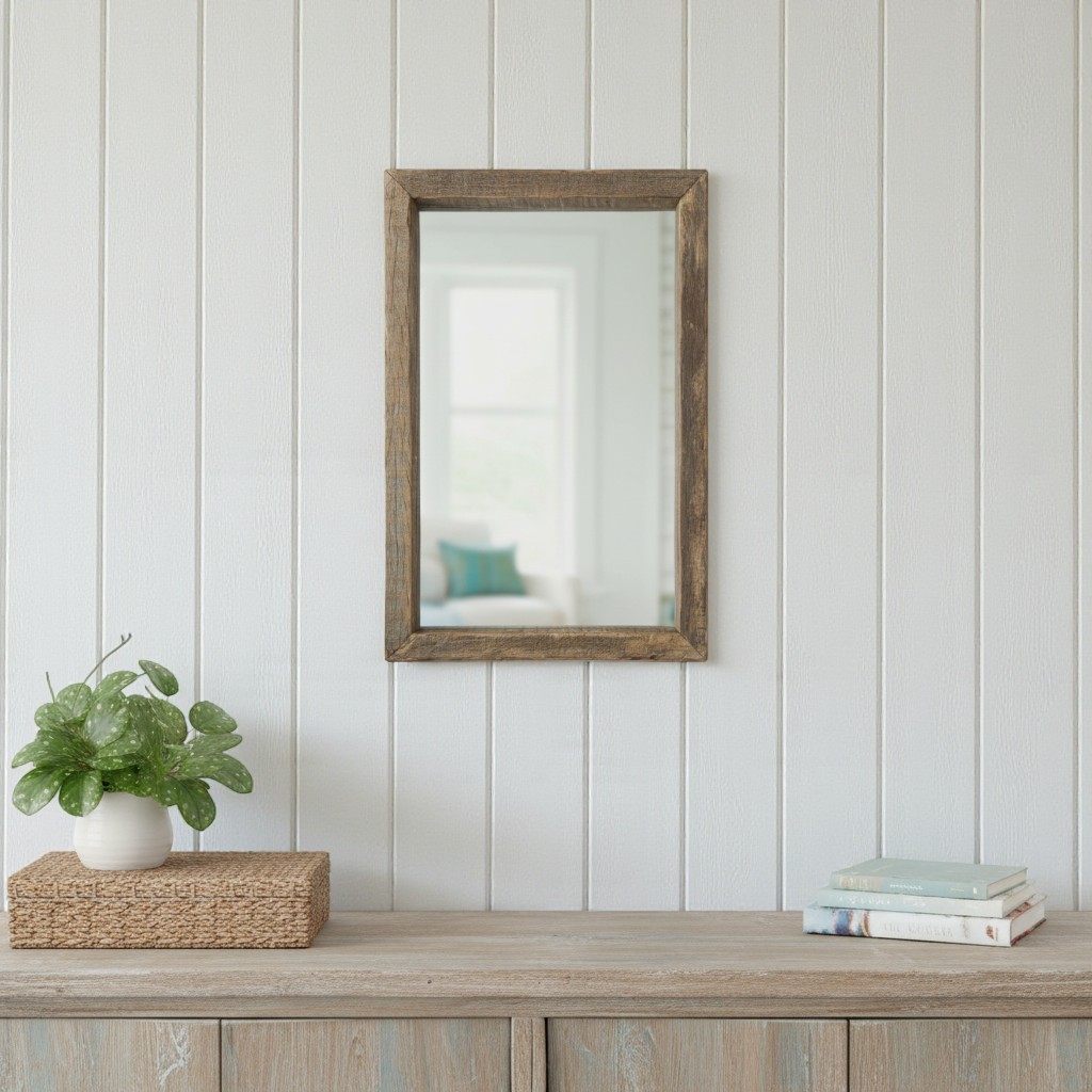 607299_6_wKdUs86Q-4.jpg 18" Brown Solid Wood Framed Accent Mirror - Image 1
