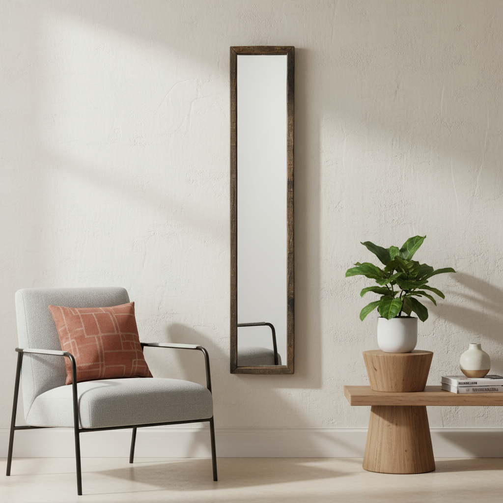 607300_6_Euw0Iu17-3.jpg 59" Brown Solid Wood Framed Accent Mirror - Image 1