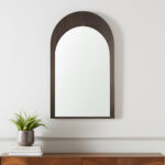 48" Brown Solid Wood Arch Framed Accent Mirror