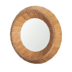 30" Brown Solid Wood Faceted And Beaded Round Framed Accent Mirror - Image 2