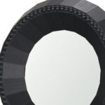 30" Black Solid Wood Faceted And Beaded Round Framed Accent Mirror - Image 3