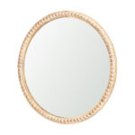 30" Natural Solid Wood Beaded Round Framed Accent Mirror - Image 2