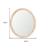 30" Natural Solid Wood Beaded Round Framed Accent Mirror - Image 5