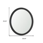 30" Black Solid Wood Beaded Round Framed Accent Mirror - Image 5