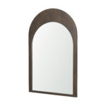 36" Brown Solid Wood Arch Framed Accent Mirror - Image 2