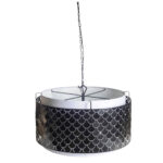 Charcoal Black And White Drum Metal Dimmable Chandelier With Black Shades - Image 2