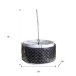 Charcoal Black And White Drum Metal Dimmable Chandelier With Black Shades - Image 5