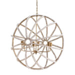 White And Gold Empire Six Light Metal and Beads Dimmable Chandelier - Image 2