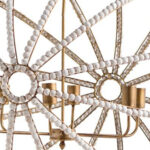 White And Gold Empire Six Light Metal and Beads Dimmable Chandelier - Image 3