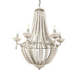 Silver And White Empire Six Light Metal and Beads Dimmable Chandelier - Image 2