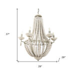 Silver And White Empire Six Light Metal and Beads Dimmable Chandelier - Image 4