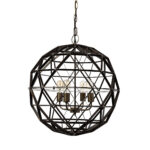 Black Caged Four Light Metal Dimmable Chandelier - Image 2