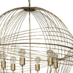 Gold Caged Six Light Metal and Glass Dimmable Chandelier With Gold Shades - Image 3