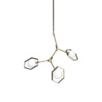 Champagne Unique Statement Three Light Metal and Glass Dimmable Chandelier With White Shades - Image 3