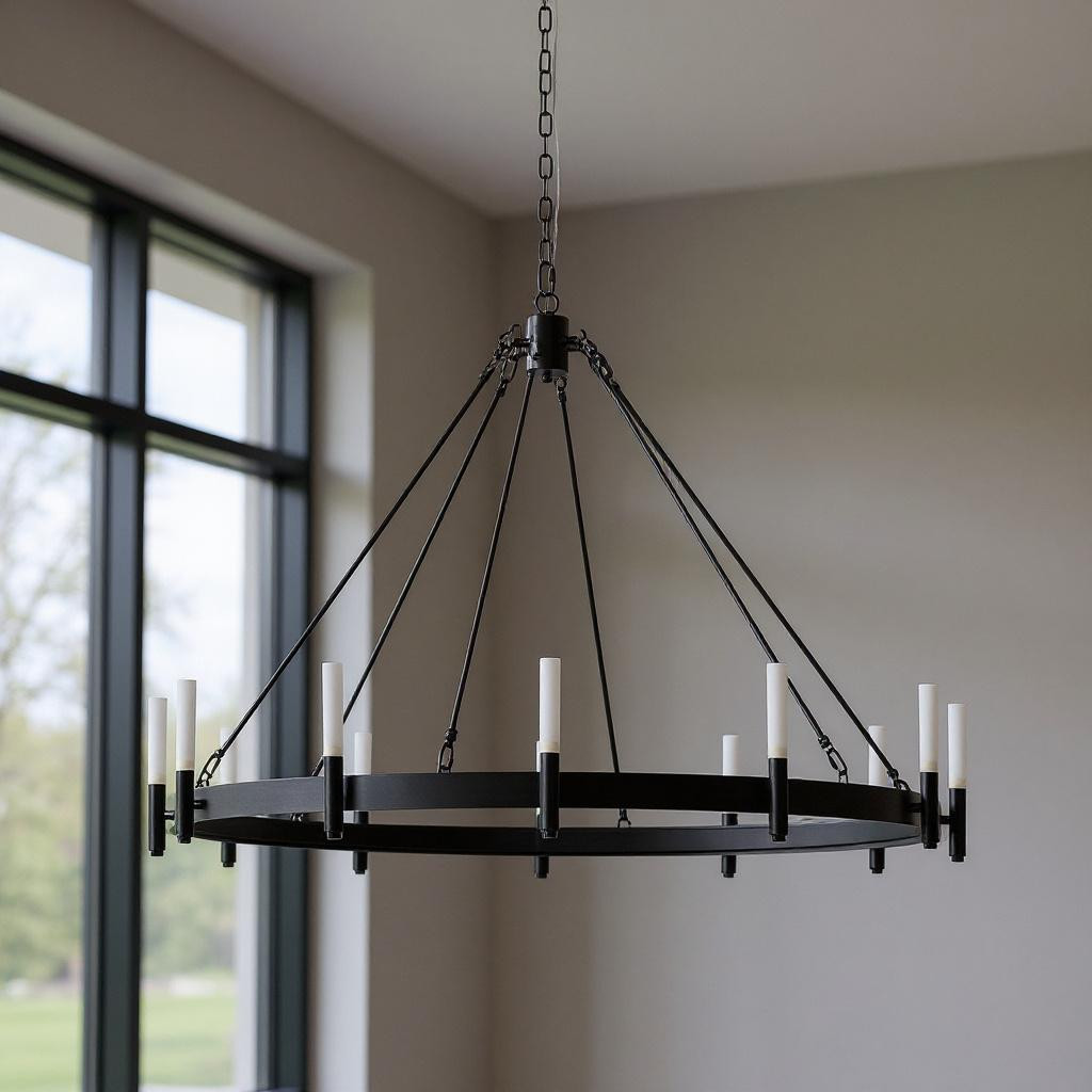 611350_1_qL0fxbuN-3.jpg Black Candle Style Twelve Light Glass Dimmable Chandelier - Image 1
