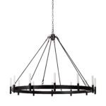 Black Candle Style Twelve Light Glass Dimmable Chandelier - Image 2
