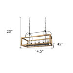 Natural And Black Candle Style Six Light Wood and Metal Dimmable Chandelier - Image 4