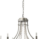 White And Silver Candle Style Six Light Metal and Beads Dimmable Chandelier - Image 3
