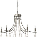 White And Silver Candle Style Six Light Metal and Beads Dimmable Chandelier - Image 4