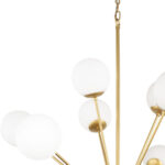 Gold Sputnik Multi Light Frosted Metal and Glass Dimmable Chandelier With White Shades - Image 3