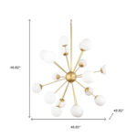 Gold Sputnik Multi Light Frosted Metal and Glass Dimmable Chandelier With White Shades - Image 5