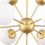 Gold Sputnik Eleven Light Frosted Metal and Glass Dimmable Chandelier With White Shades - Image 3