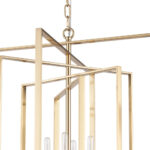 Antiqued Gold Geometric Four Light Metal Dimmable Chandelier - Image 3