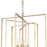 Antiqued Gold Geometric Four Light Metal Dimmable Chandelier - Image 4