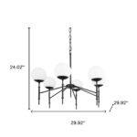 Black Sputnik Six Light Metal and Frosted Glass Dimmable Chandelier - Image 6